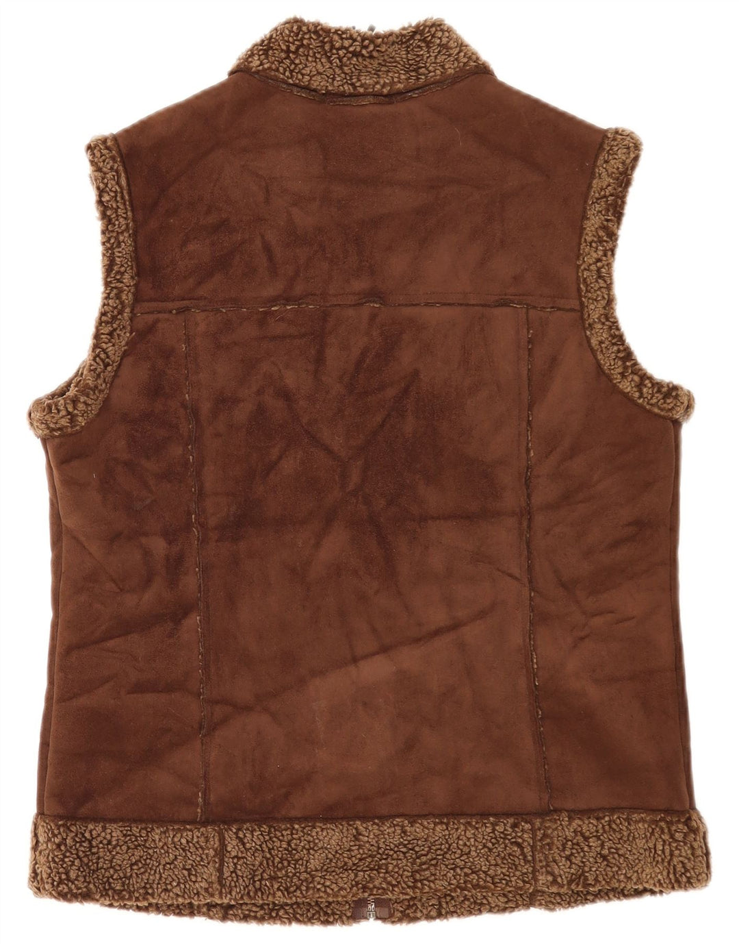 Marks & Spencer Gilet Sherpa Femme UK 12 Marron Moyen Polyester