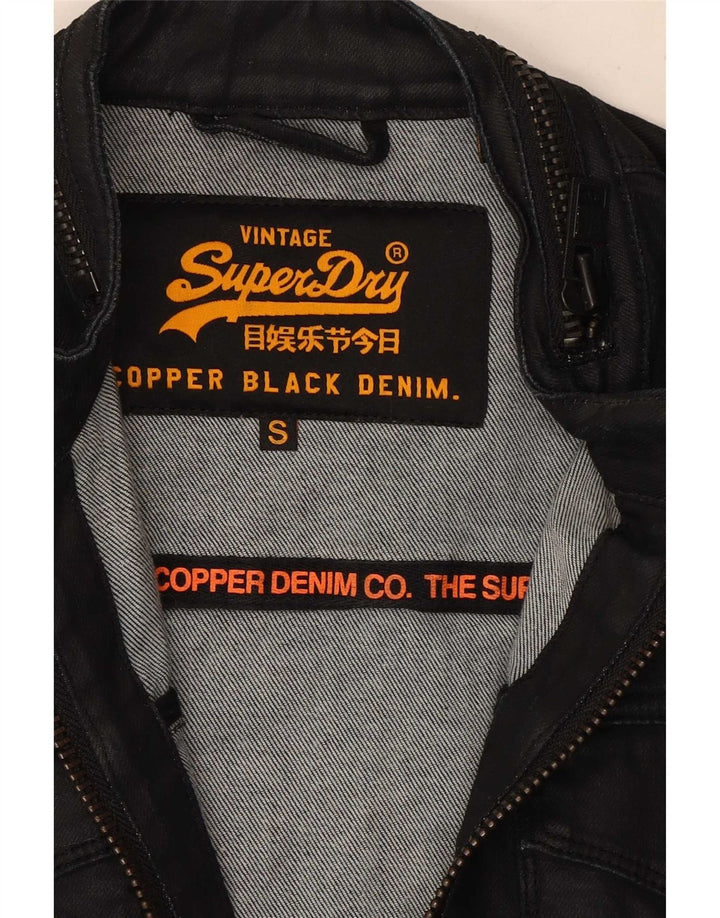 Superdry Veste en Jean Homme UK 36 Petit Coton Noir