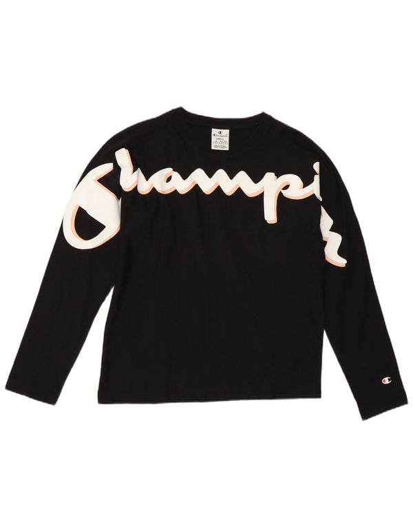 CHAMPION Haut graphique à manches longues pour femme UK 10 Small Noir