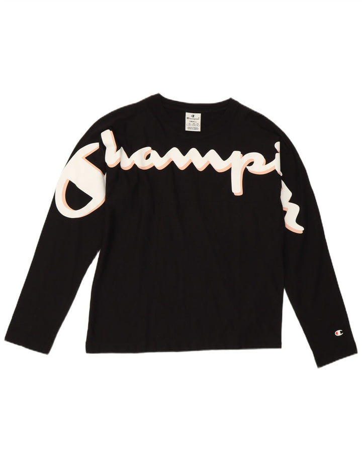 CHAMPION Haut graphique à manches longues pour femme UK 10 Small Noir