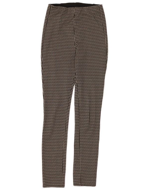 Zara Leggings Femme UK 14 Pied-de-poule Noir Moyen
