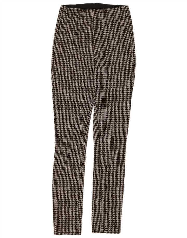 Zara Leggings Femme UK 14 Pied-de-poule Noir Moyen