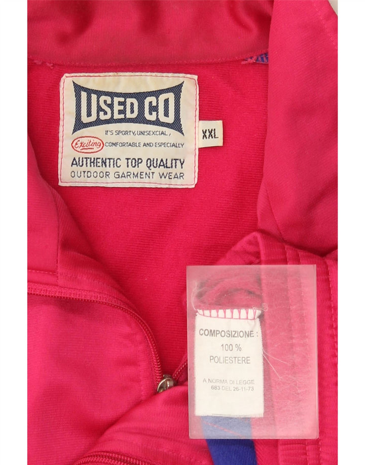 vintage Mens Graphic Survêtement Top Veste 2XL Rose Colourblock Polyester