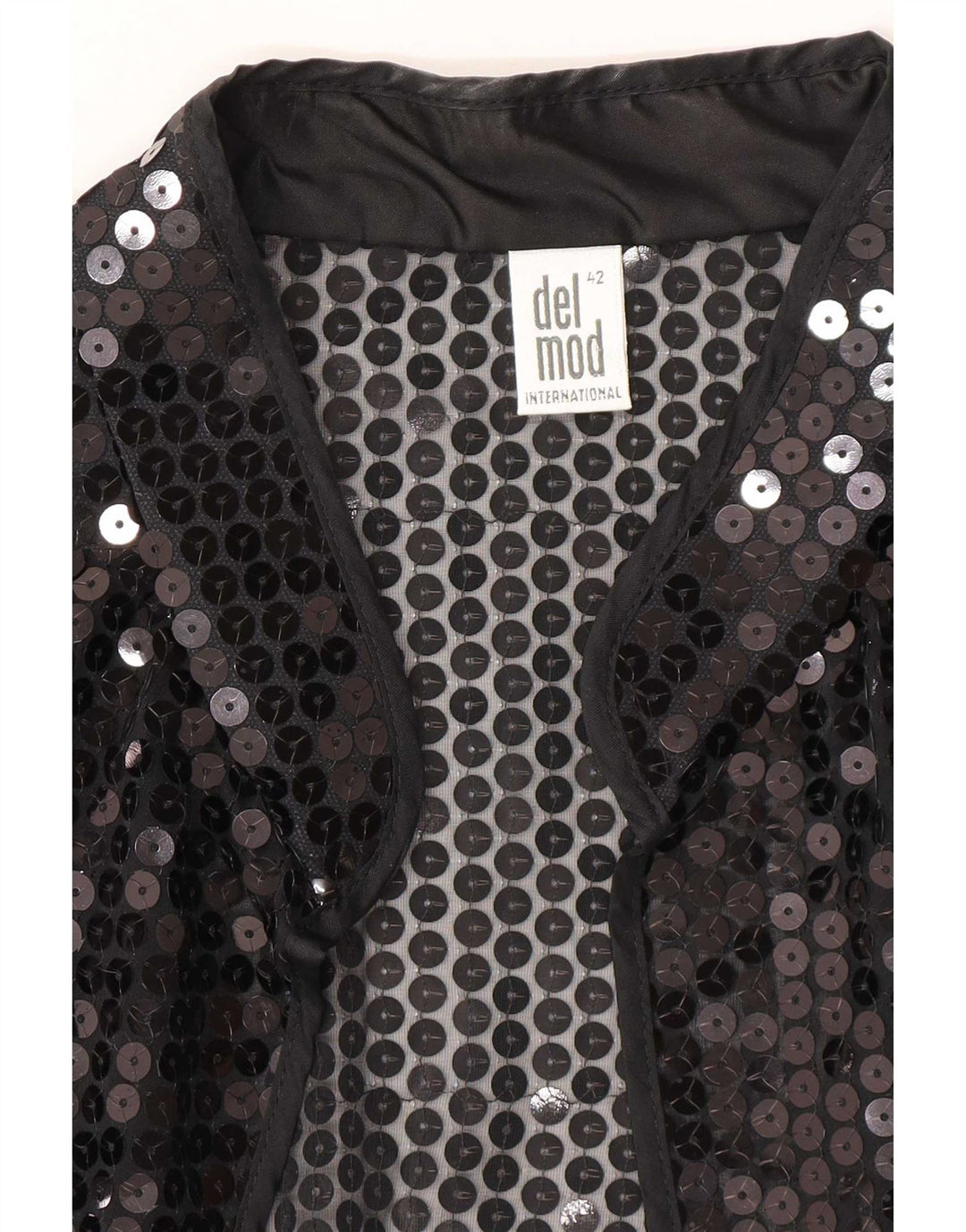 Del Mod Haut Cardigan Transparent à Paillettes pour Femme EU 42 Grand Noir Polyester