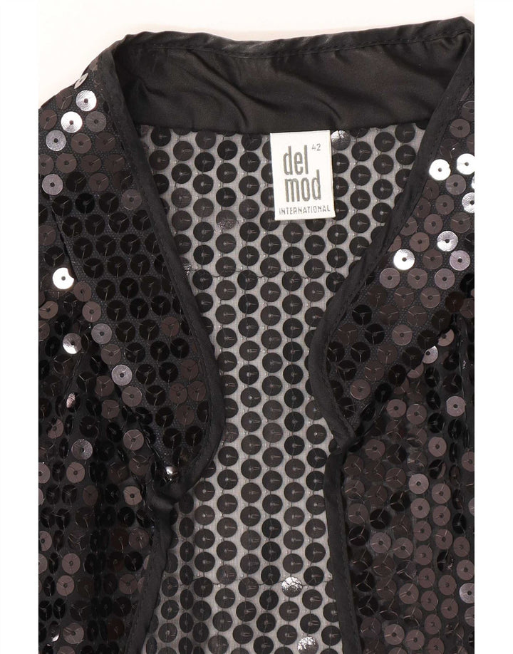Del Mod Haut Cardigan Transparent à Paillettes pour Femme EU 42 Grand Noir Polyester