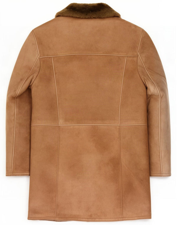 vintage Mens Shearling Double Breasted Coat UK 40 Grand Marron