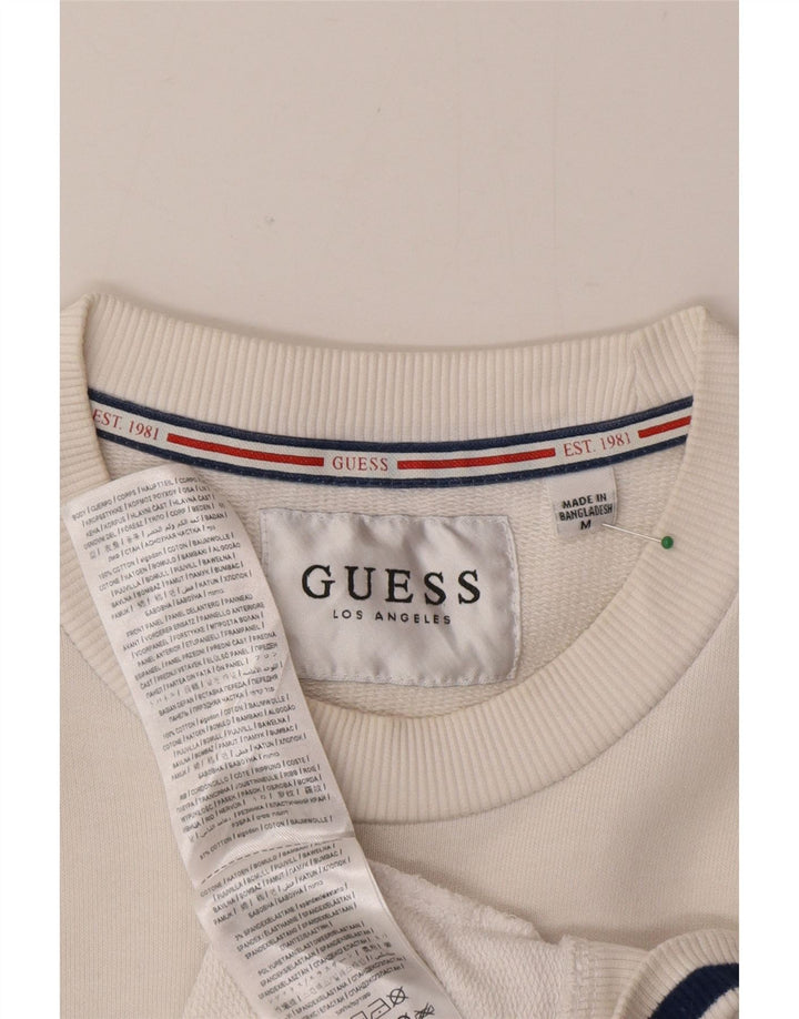 Guess Haut graphique à manches longues pour homme en coton color block blanc moyen