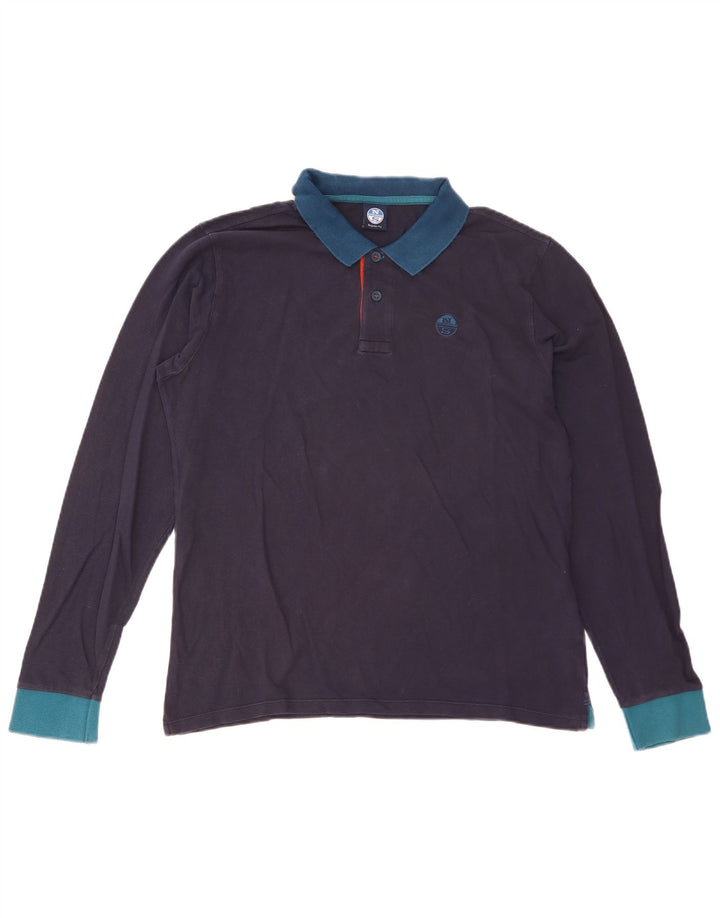 North Sails Polo à Manches Longues Homme Bleu Marine Colorblock