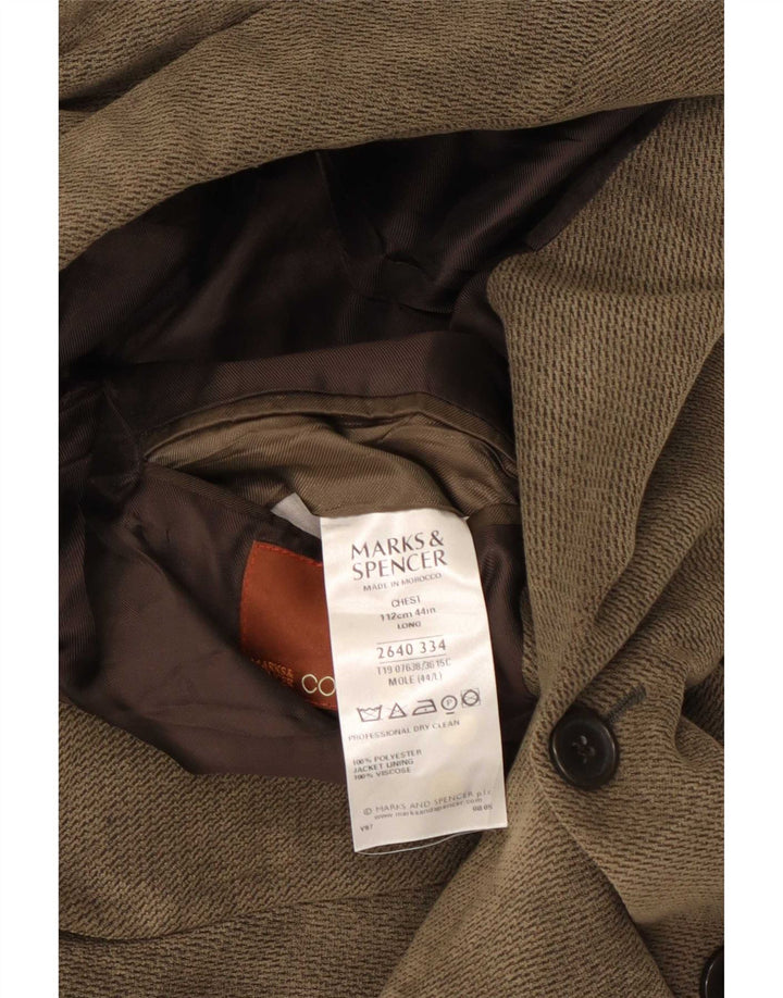 Marks & Spencer Veste blazer longue à 3 boutons pour homme UK 44 XL Marron Viscose