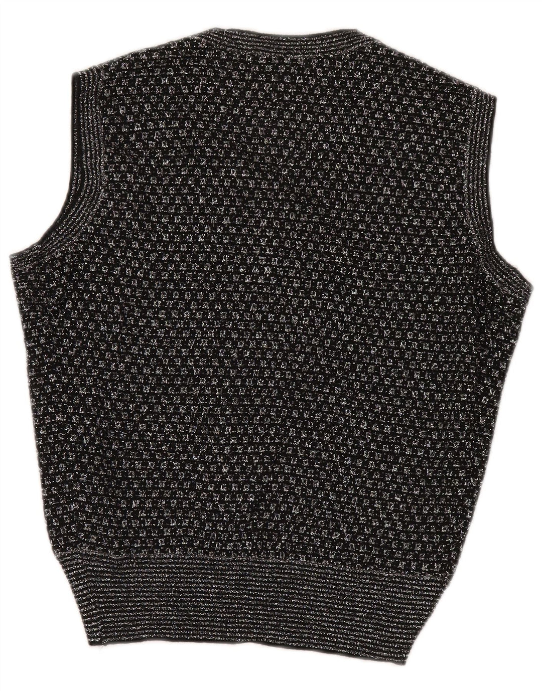 vintage Womens Vest Tank Top UK 14 Moyen Noir Géométrique