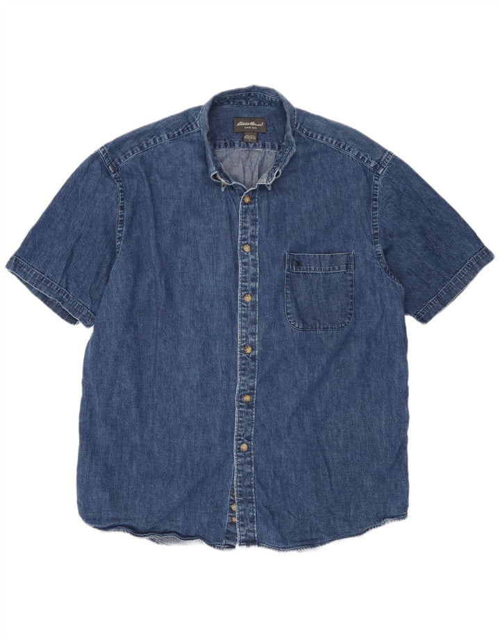 Eddie Bauer Chemise en jean à manches courtes pour homme Grand coton bleu