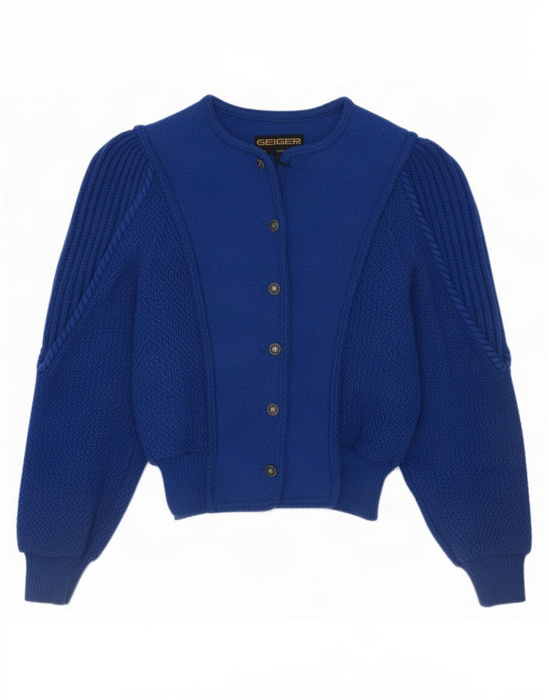 Geiger Cardigan Femme Pull EU 36 Petit Bleu Laine Vierge