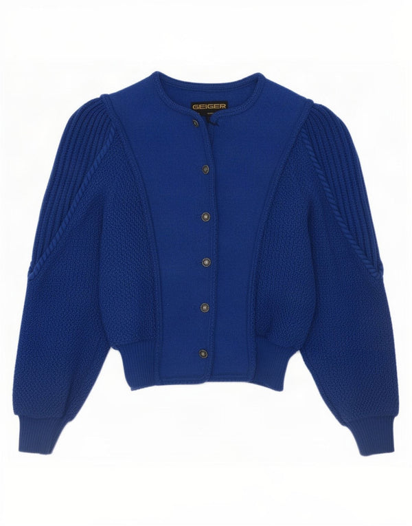 Geiger Cardigan Femme Pull EU 36 Petit Bleu Laine Vierge