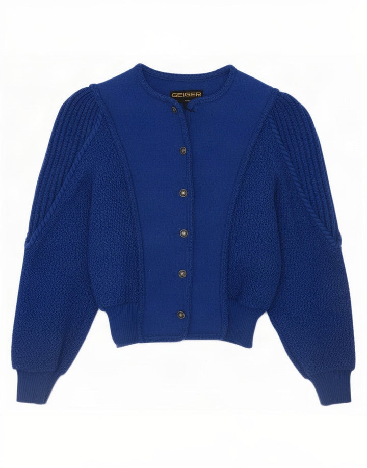 Geiger Cardigan Femme Pull EU 36 Petit Bleu Laine Vierge