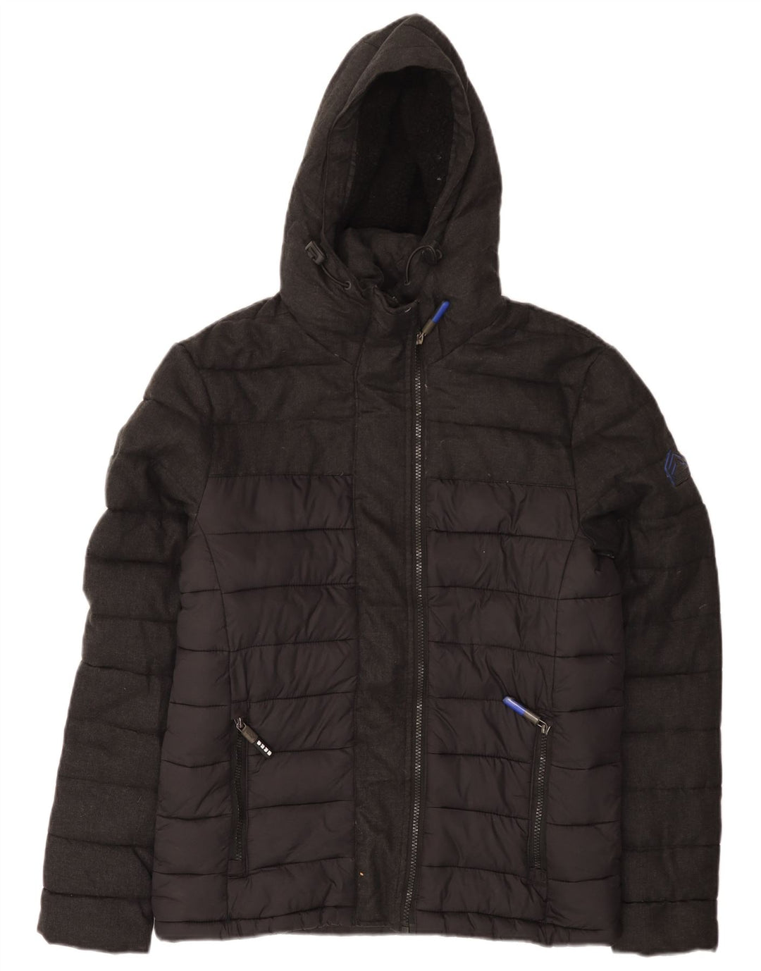 Superdry Veste matelassée à capuche pour hommes UK 38 Nylon gris moyen
