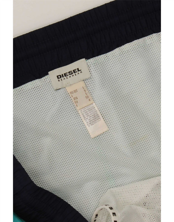 Diesel Short de Bain à Motif Abstrait pour Homme en Polyester Turquoise Large