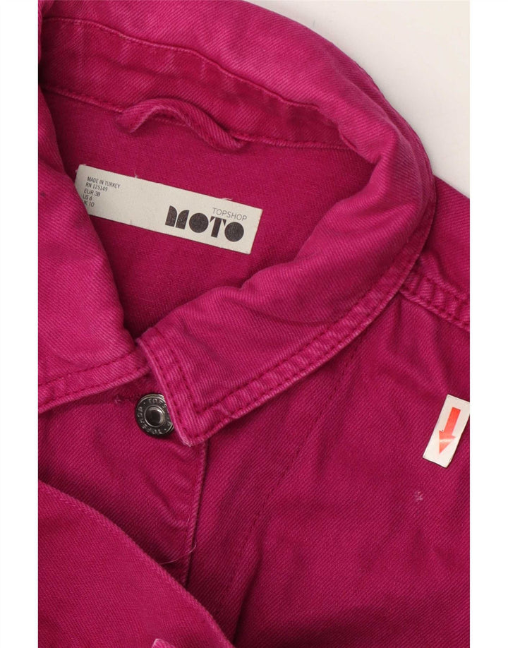 Topshop Veste en jean surdimensionnée pour femme UK 10 Petit coton rose