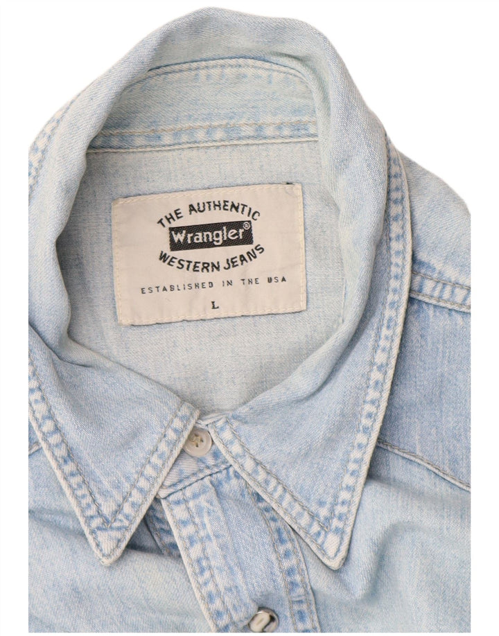 Wrangler Chemise en jean western pour homme en coton bleu moyen
