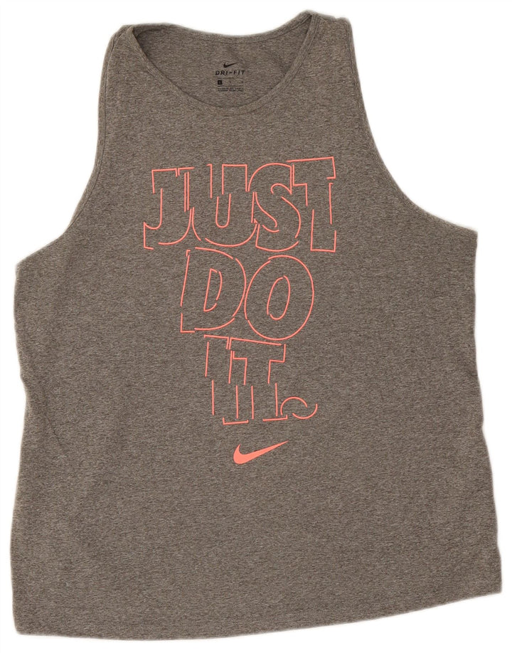 Nike Womens Dri Fit Graphic Débardeur UK 16 Large Gris Polyester
