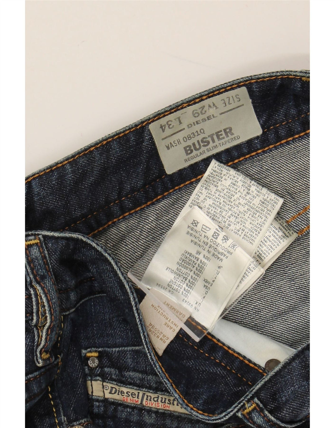 DIESEL Homme Buster Regular Slim Fuselé Jeans W29 L30 Bleu Marine Coton