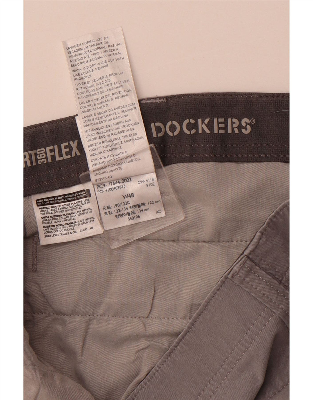 DOCKERS Short Chino Homme W48 4XL Gris Coton