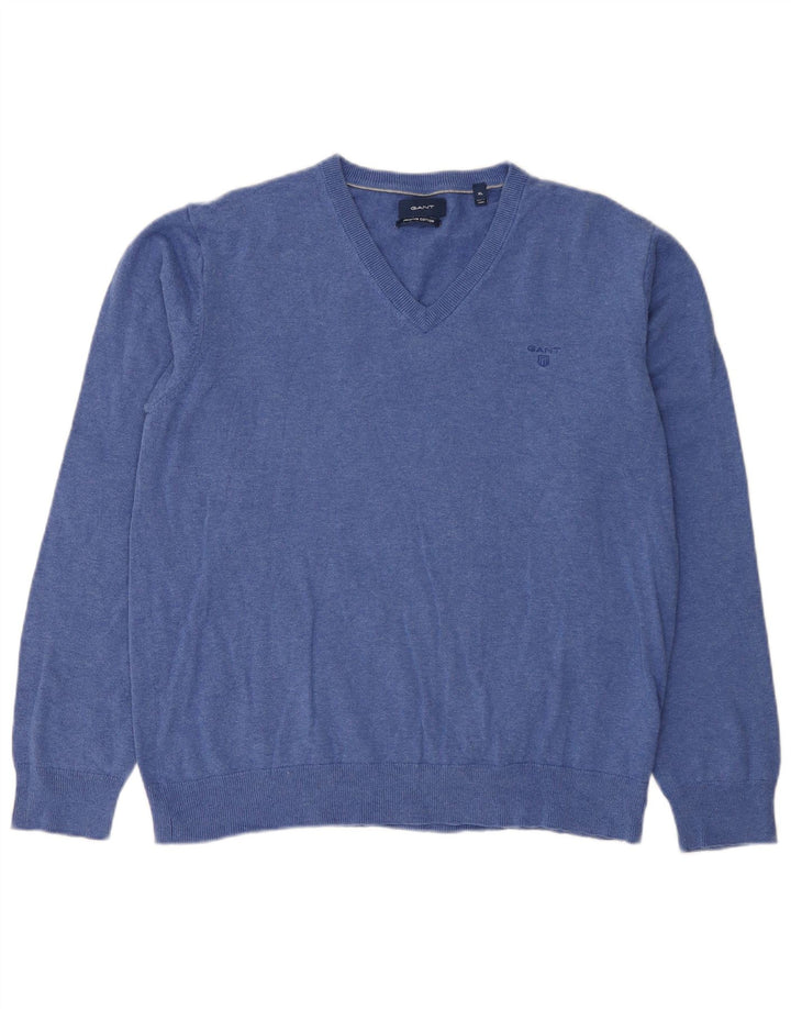 Gant Pull Col V Homme XL Bleu Coton