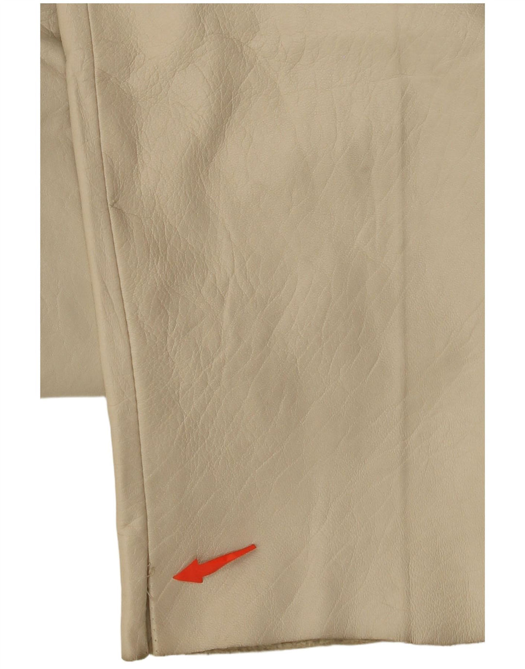 VINTAGE Pantalon Fuselé En Cuir Femme W26 L30 Beige