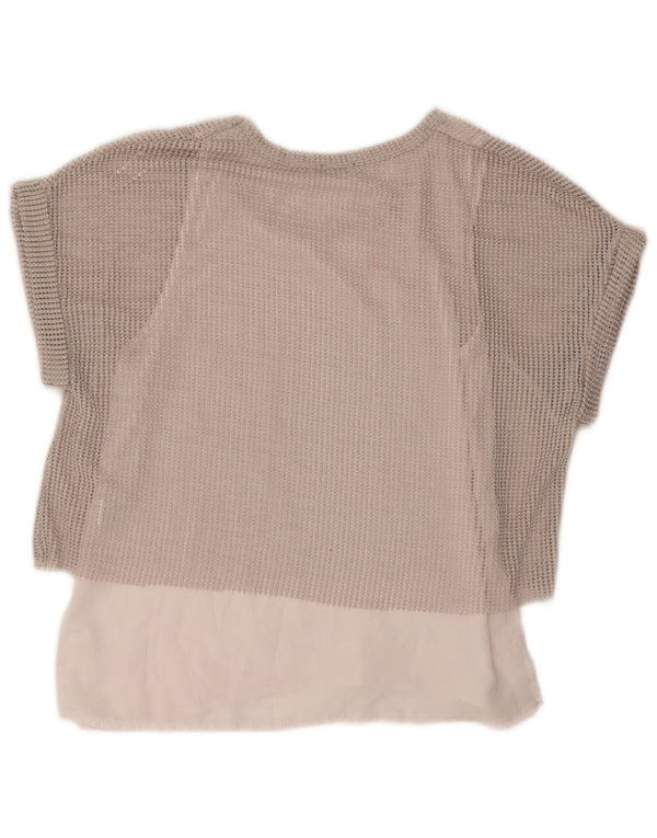 Zara Femme Chemisier Top UK 44 Gris Moyen Polyester