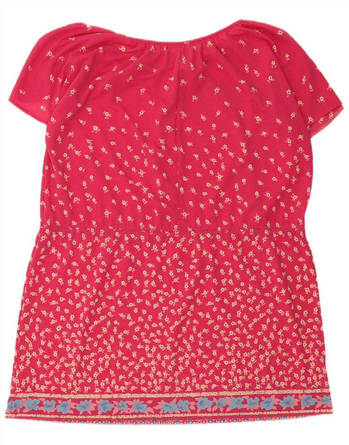 Robe tunique femme vintage EU 42 Grand polyester floral rose