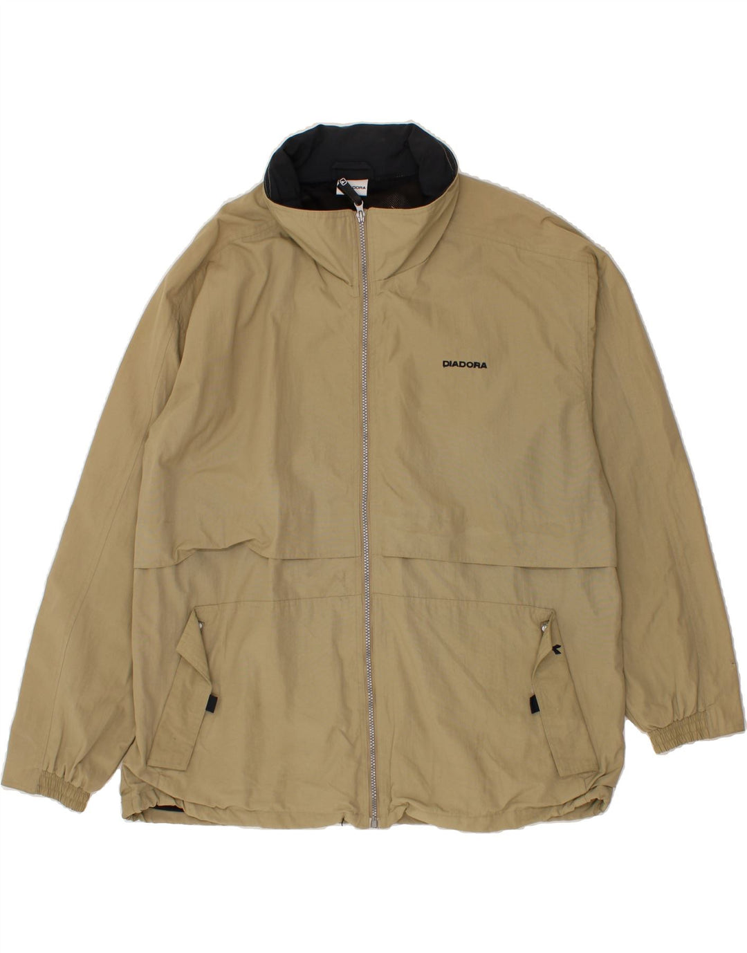 DIADORA Mens Hooded Rain Jacket UK 40 Large Beige Polyamide Vintage Diadora and Second-Hand Diadora from Messina Hembry 