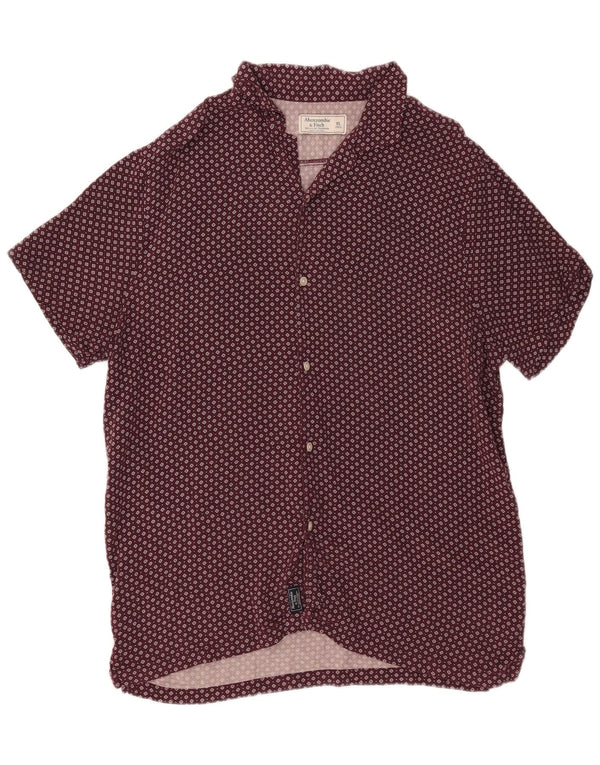 Abercrombie & Fitch Chemise à manches courtes pour hommes XL Viscose géométrique bordeaux