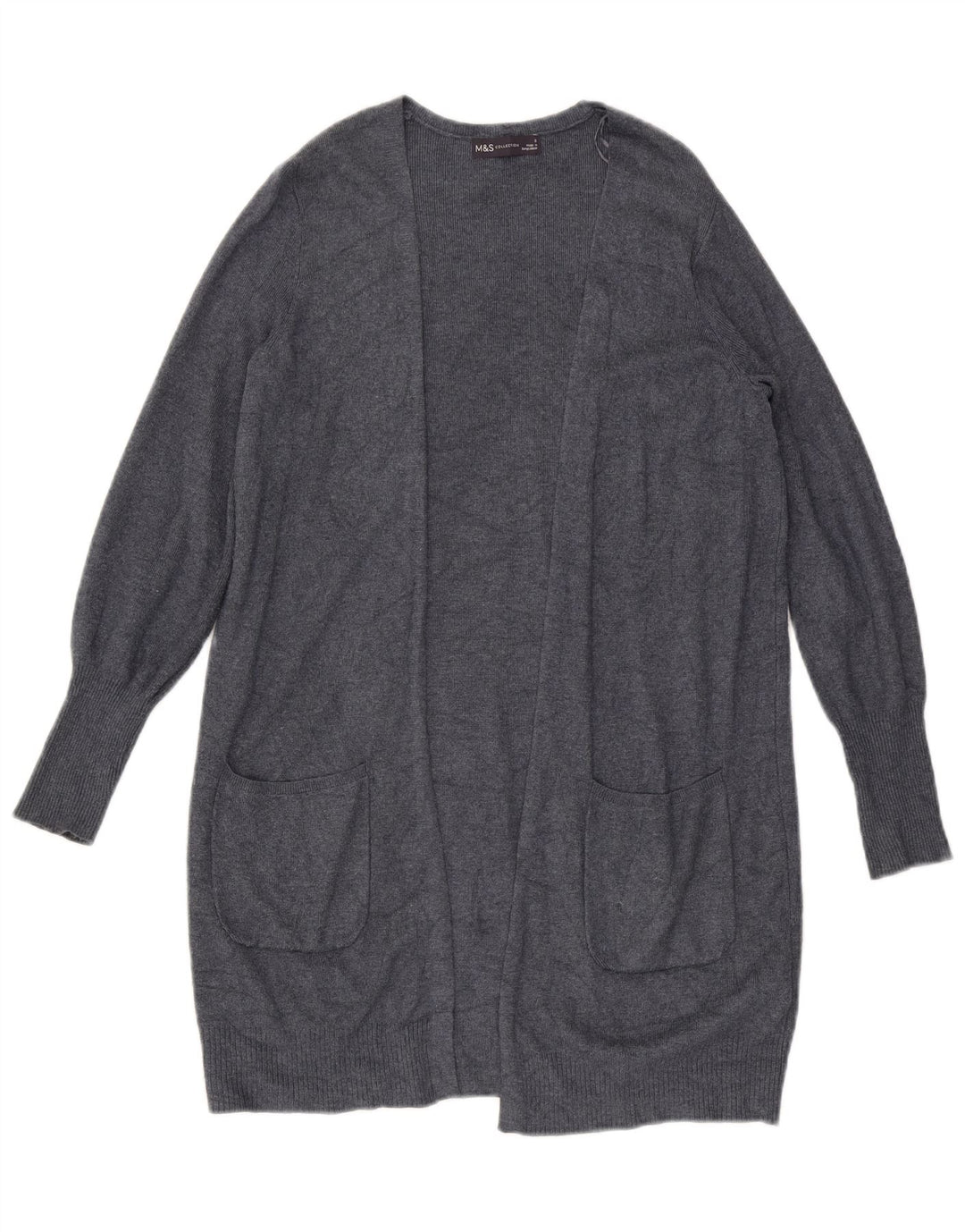 Marks & Spencer Pull cardigan ouvert long pour femme UK 10 Small Gris