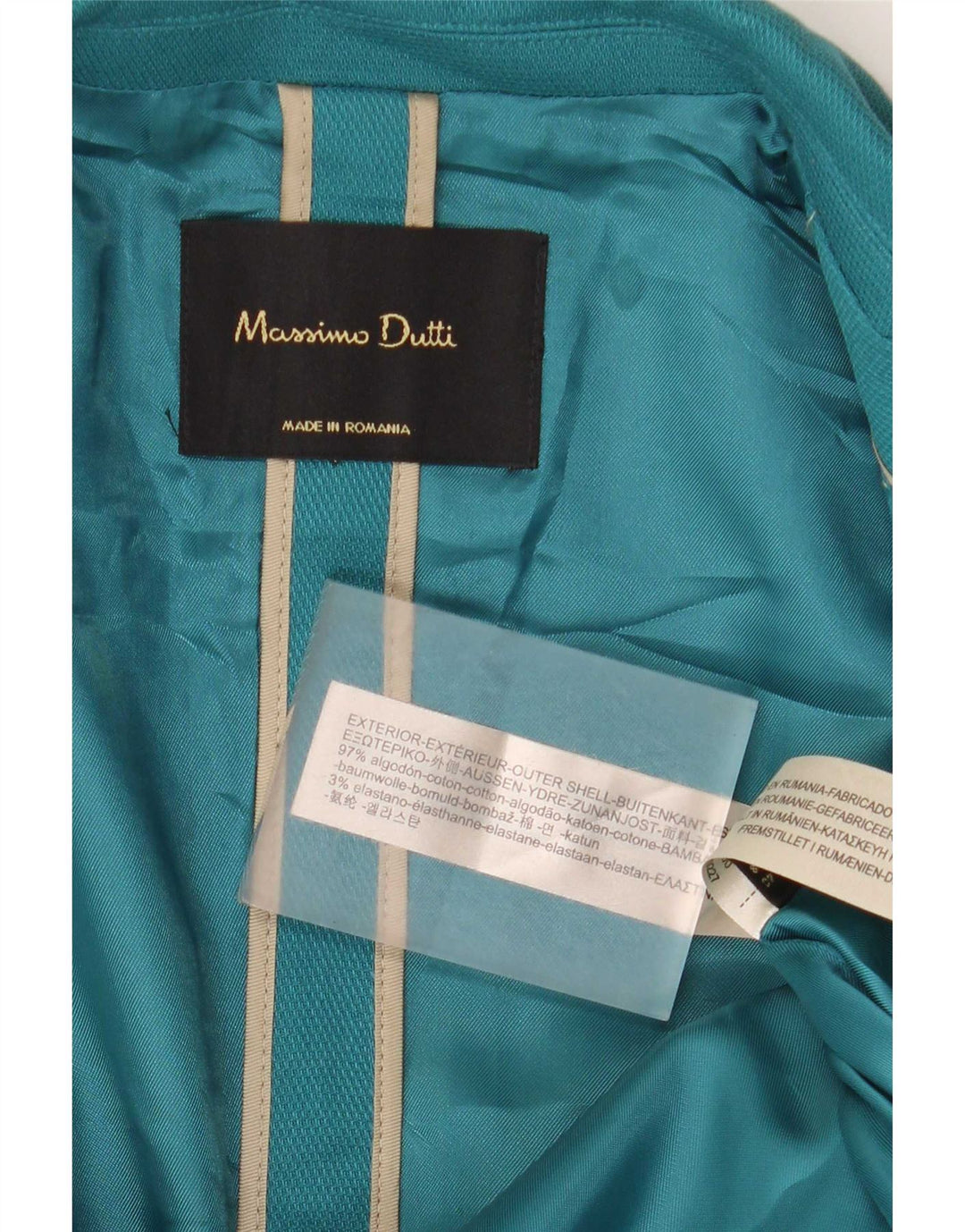 Massimo Dutti Veste Blazer 1 Bouton Femme EU 40 Bleu Moyen Coton
