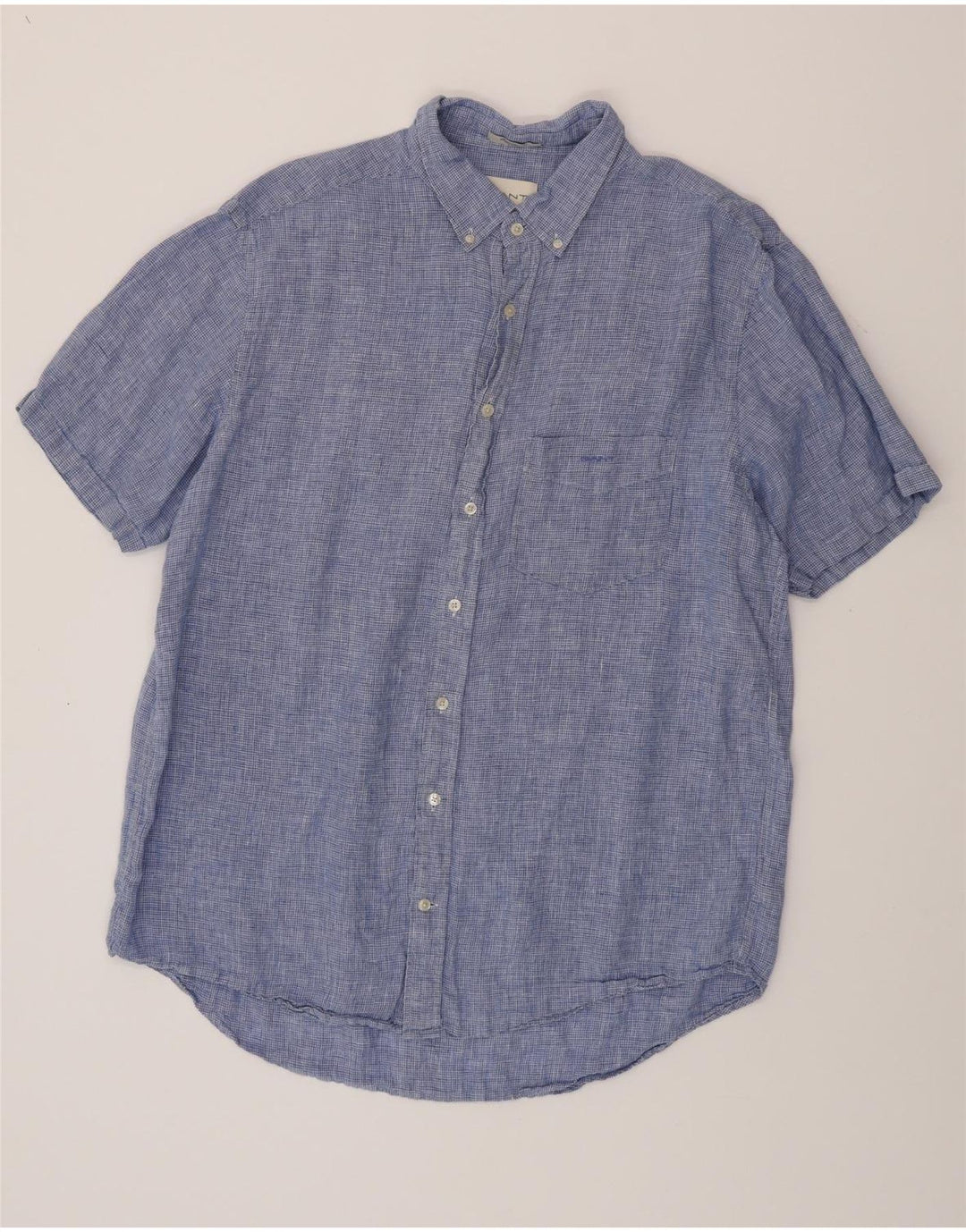 GANT Chemise à manches courtes coupe régulière pour homme taille 45/46 2XL pied-de-poule bleu