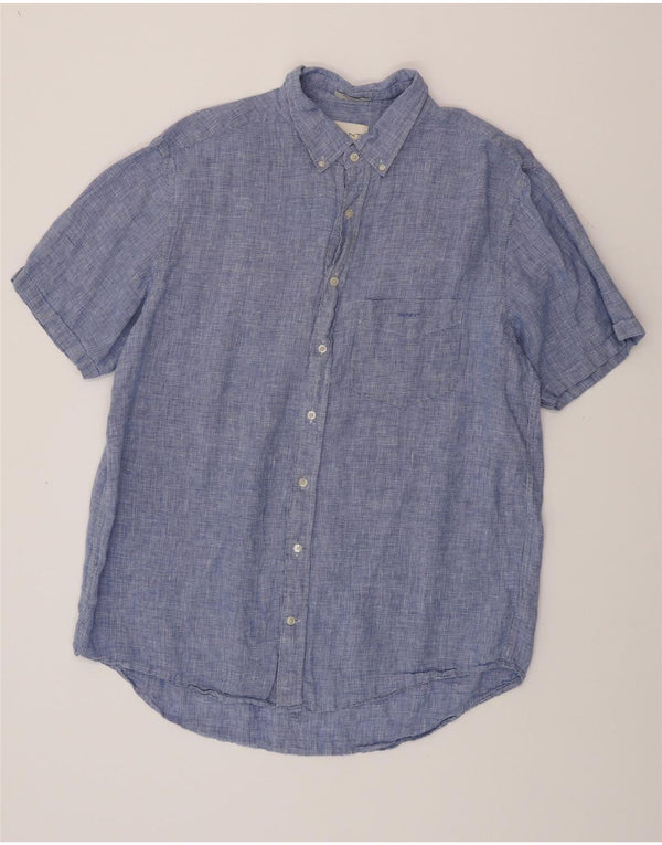 GANT Chemise à manches courtes coupe régulière pour homme taille 45/46 2XL pied-de-poule bleu