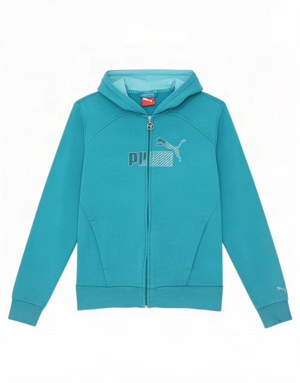 Puma Pull à capuche zippé graphique pour femme UK 10 Petit Bleu