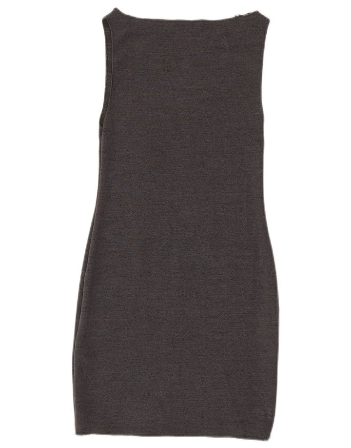 Zara Robe fourreau sans manches pour femme UK 42 Gris moyen Viscose