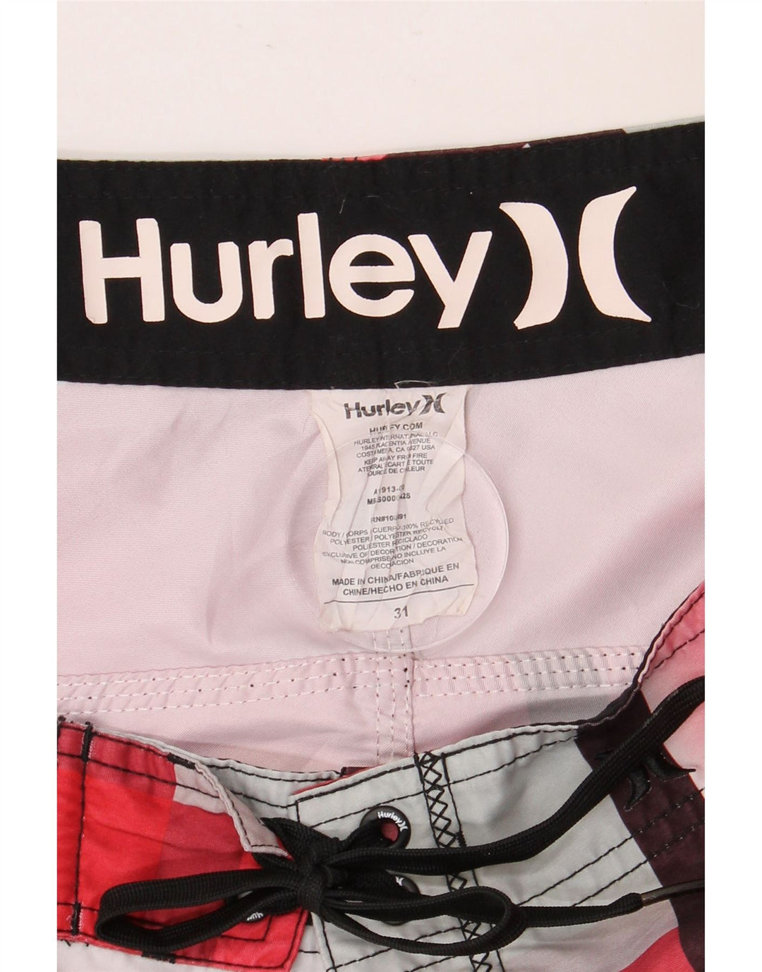 HURLEY Short de Bain Homme Polyester à Carreaux Rouge Moyen