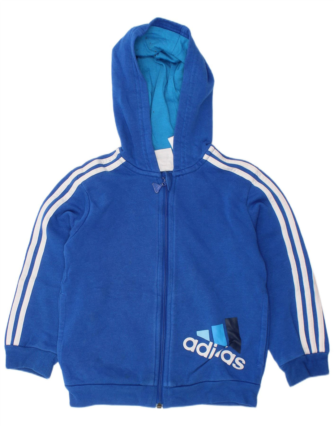 ADIDAS Pull à capuche zippé graphique pour garçon 3-4 ans Bleu Coton