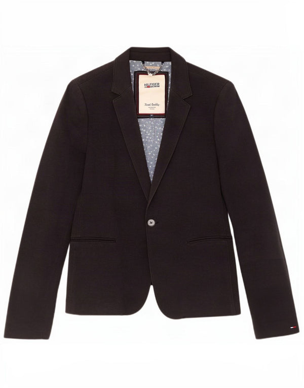 Tommy Hilfiger Veste blazer à 1 bouton pour femme UK 12 Bleu marine moyen Coton