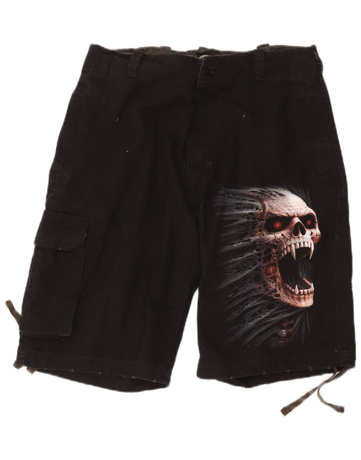 Spiral Short Cargo Graphique Homme Moyen W36 Noir Coton Gothique