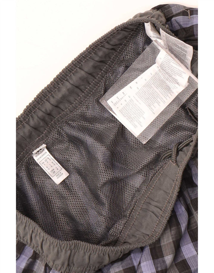 Adidas Short de bain pour homme Petit gris à carreaux en polyester