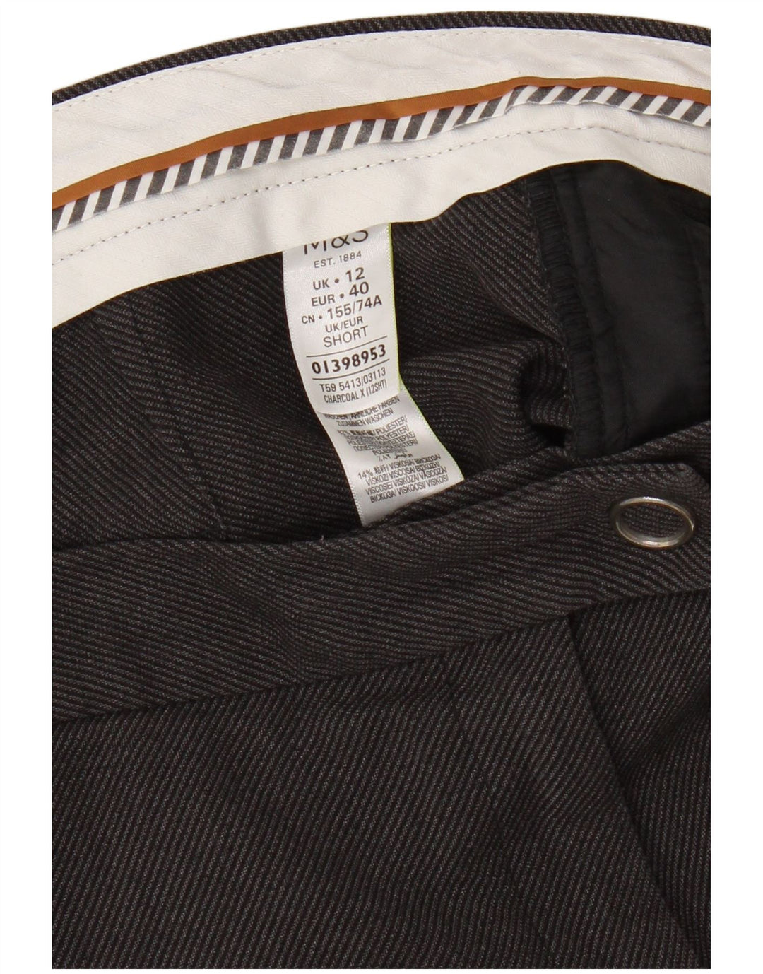 Marks & Spencer Pantalon décontracté slim pour femme UK 12 Medium W30 L27 Gris