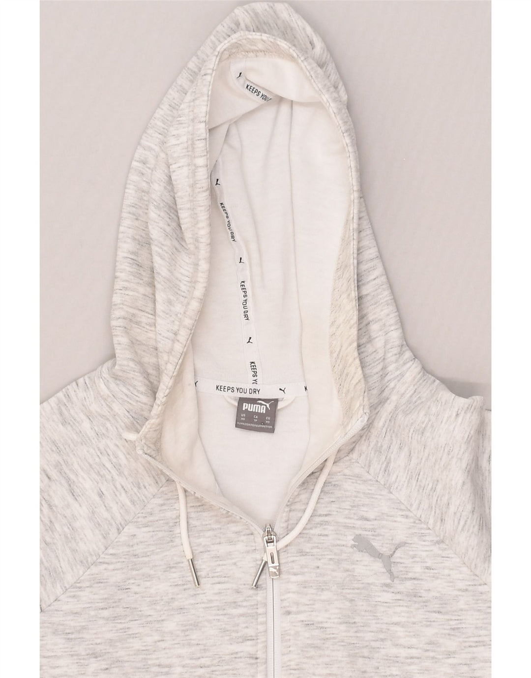 PUMA Womens Zip Hoodie Sweater UK 6 XS Grey | Vintage Puma | Thrift | Second-Hand Puma | Used Clothing | Messina Hembry 