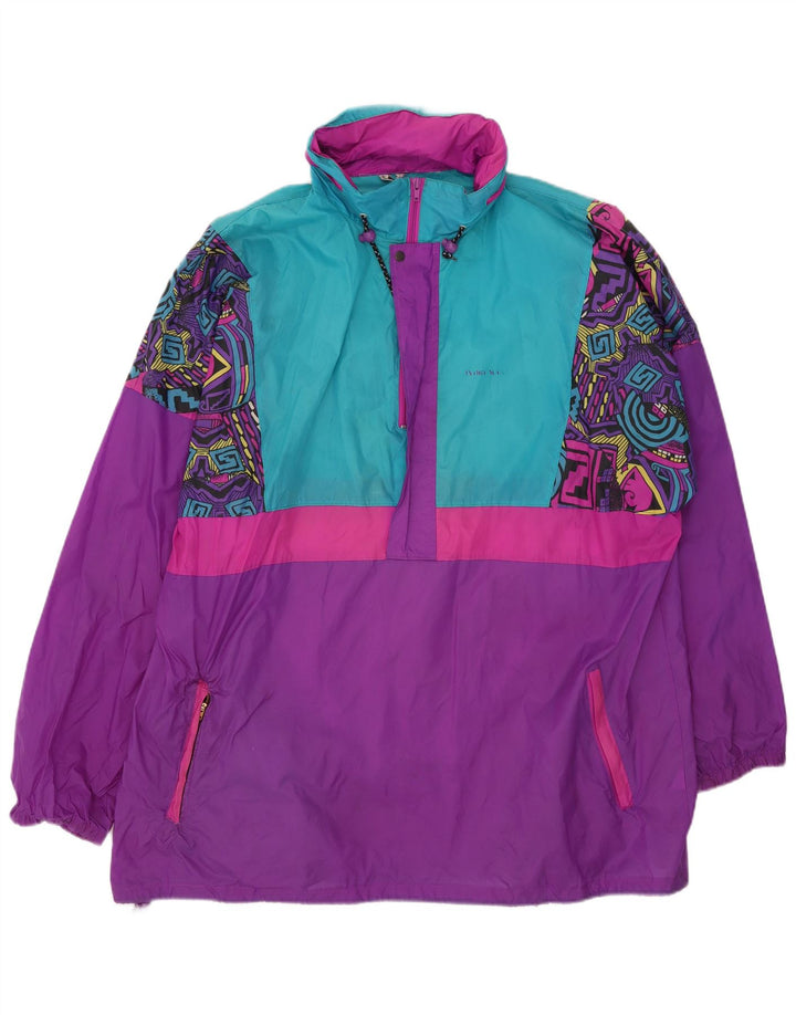 vintage Mens Pullover Rain Jacket UK 44 2XL Violet Colourblock Polyamide