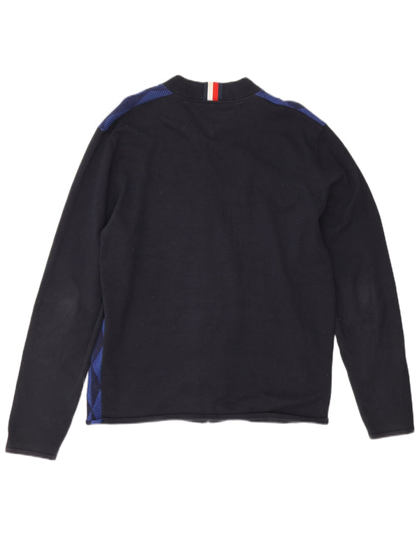 Tommy Hilfiger Cardigan Homme Pull XL Bleu Marine Géométrique Coton