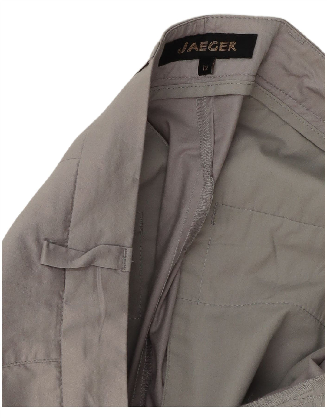 Jaeger Pantalon de costume court pour femme UK 12 Medium W32 L25 Gris Polyester