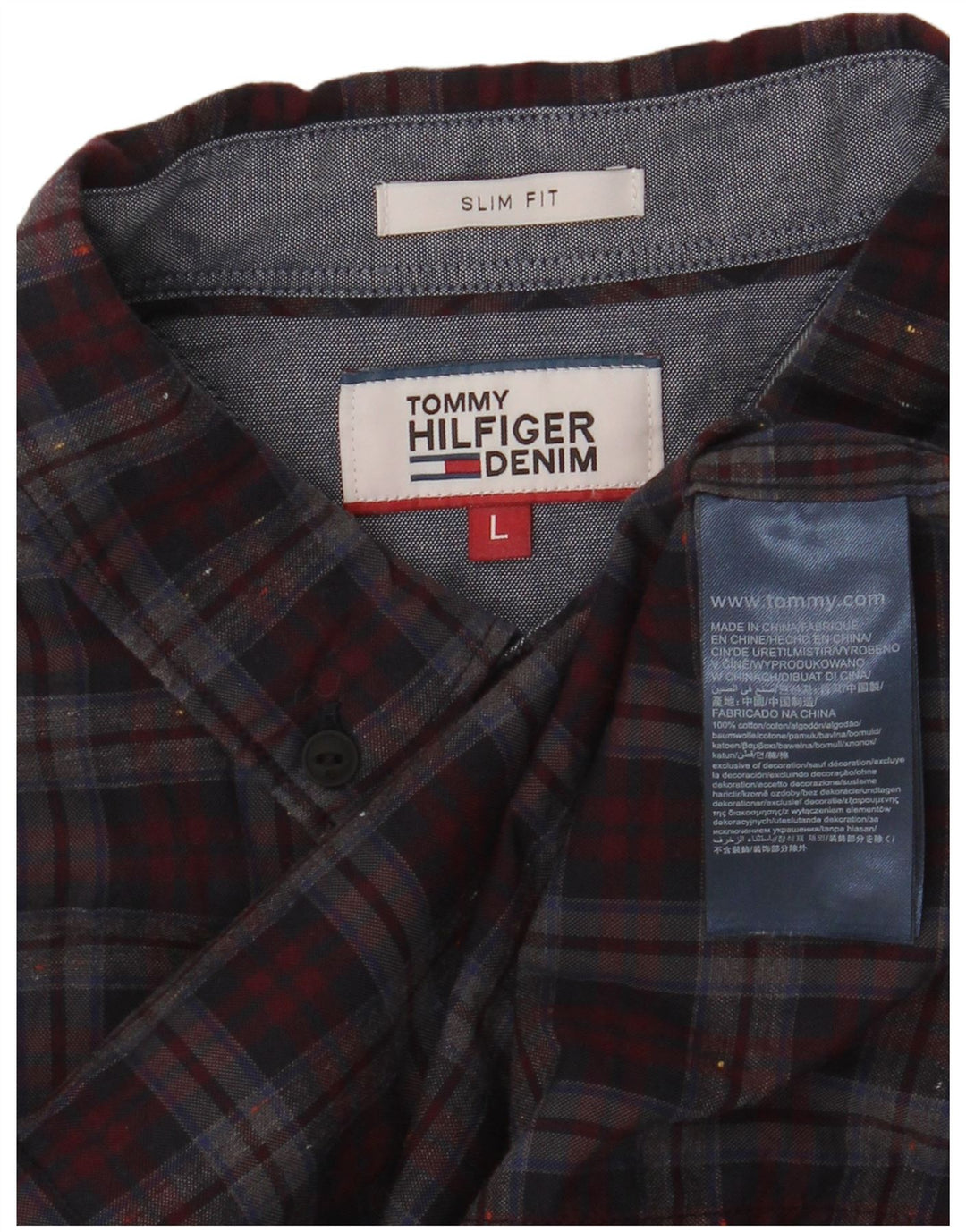Tommy Hilfiger Chemise slim en flanelle pour homme en coton à carreaux rouges