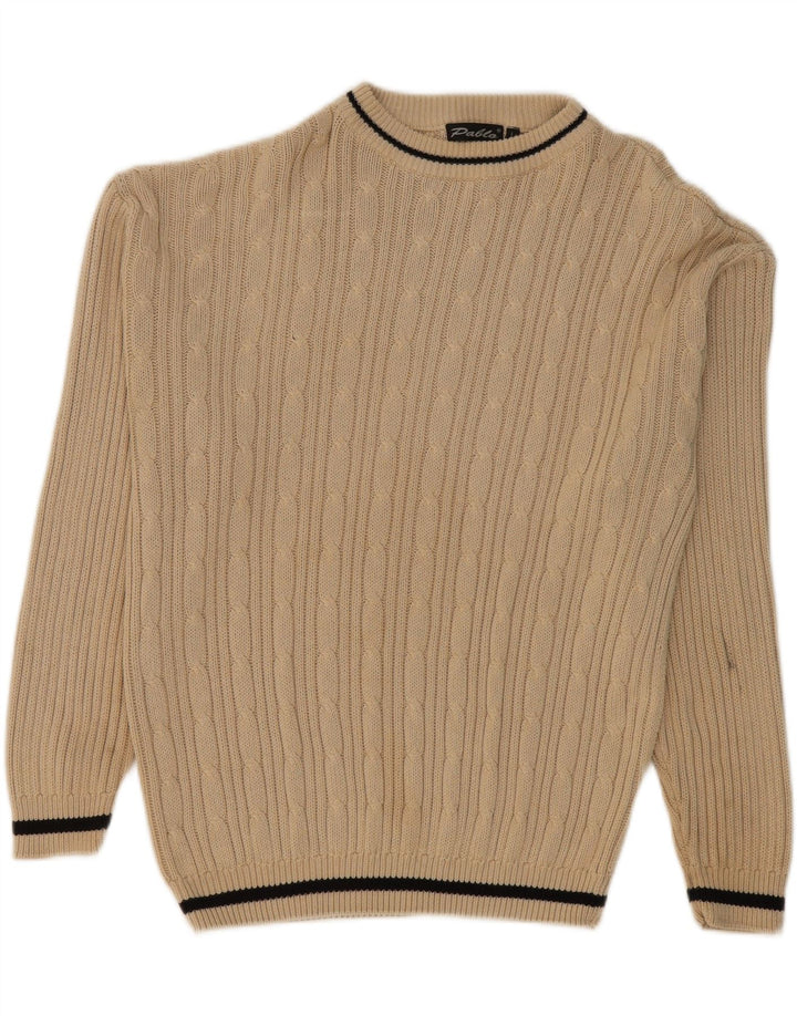 VINTAGE Mens Crew Neck Jumper Sweater Large Beige Cotton Vintage Vintage and Second-Hand Vintage from Messina Hembry 