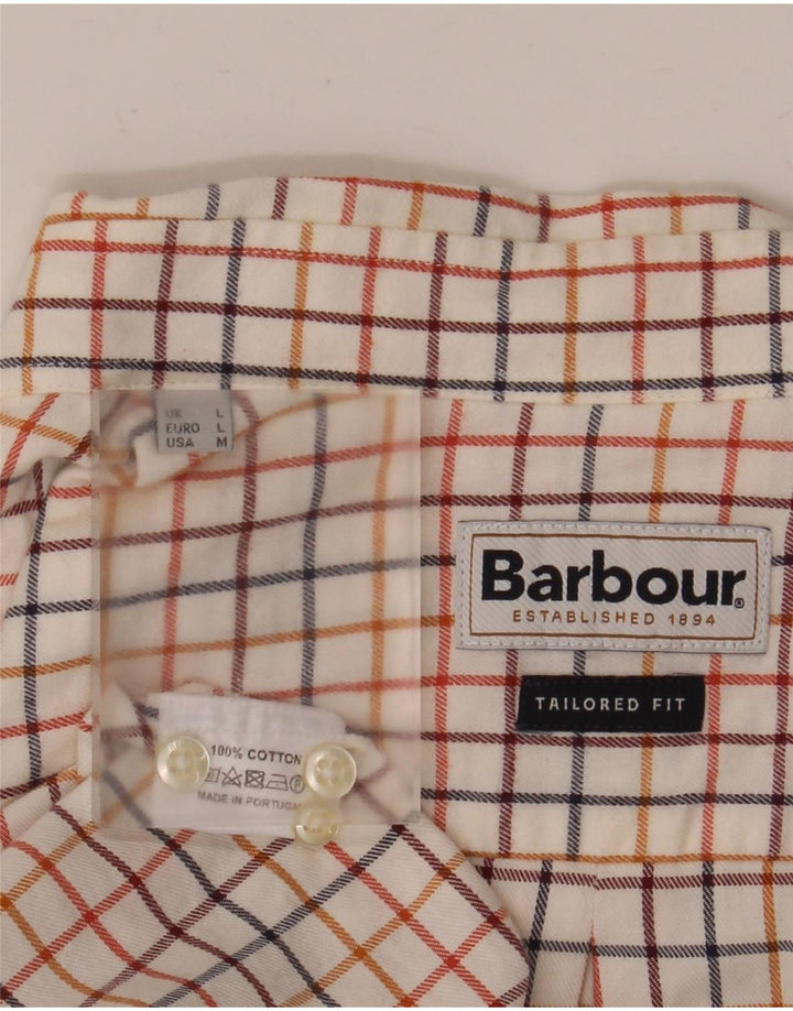 Barbour Chemise ajustée pour homme en coton à carreaux blancs